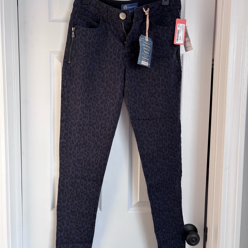 NWT-Democracy Absolution Booty Lift Blue Leopard Print Jeggings